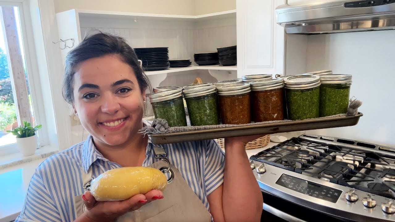 Cover Image for Youtube video: Making a Year's Worth of Pesto Three Ways and Homemade Pasta