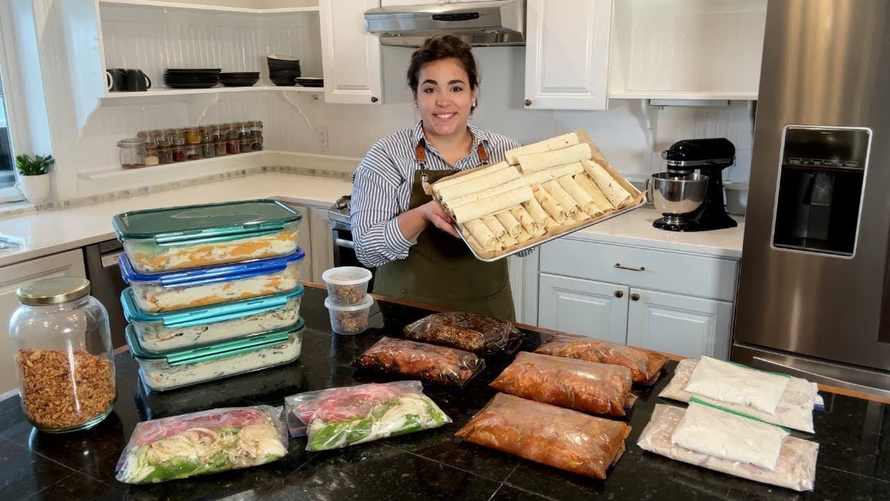 Cover Image for Youtube video: Making 11 Recipes to Fill My Freezer with Homemade Snacks, Lunches and Dinners!