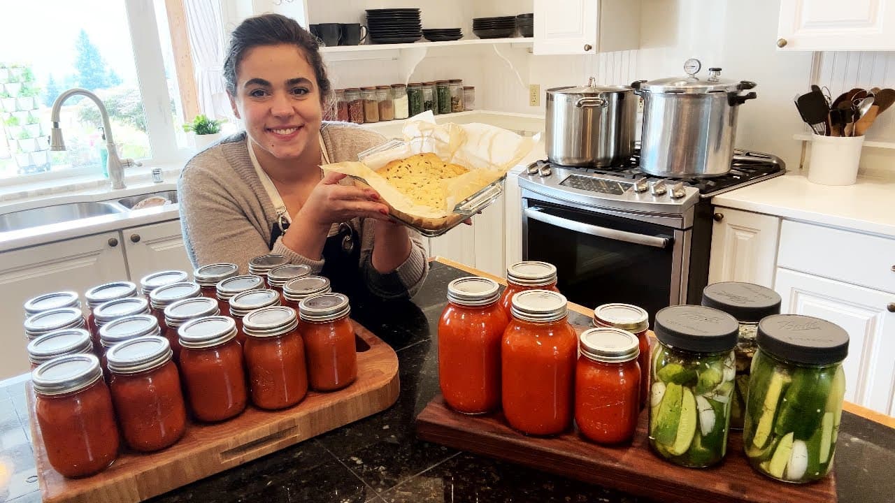 Cover Image for Youtube video: A Marathon Day In the Kitchen Preserving the Harvest! Roasted Tomato Soup and Marinara Sauce