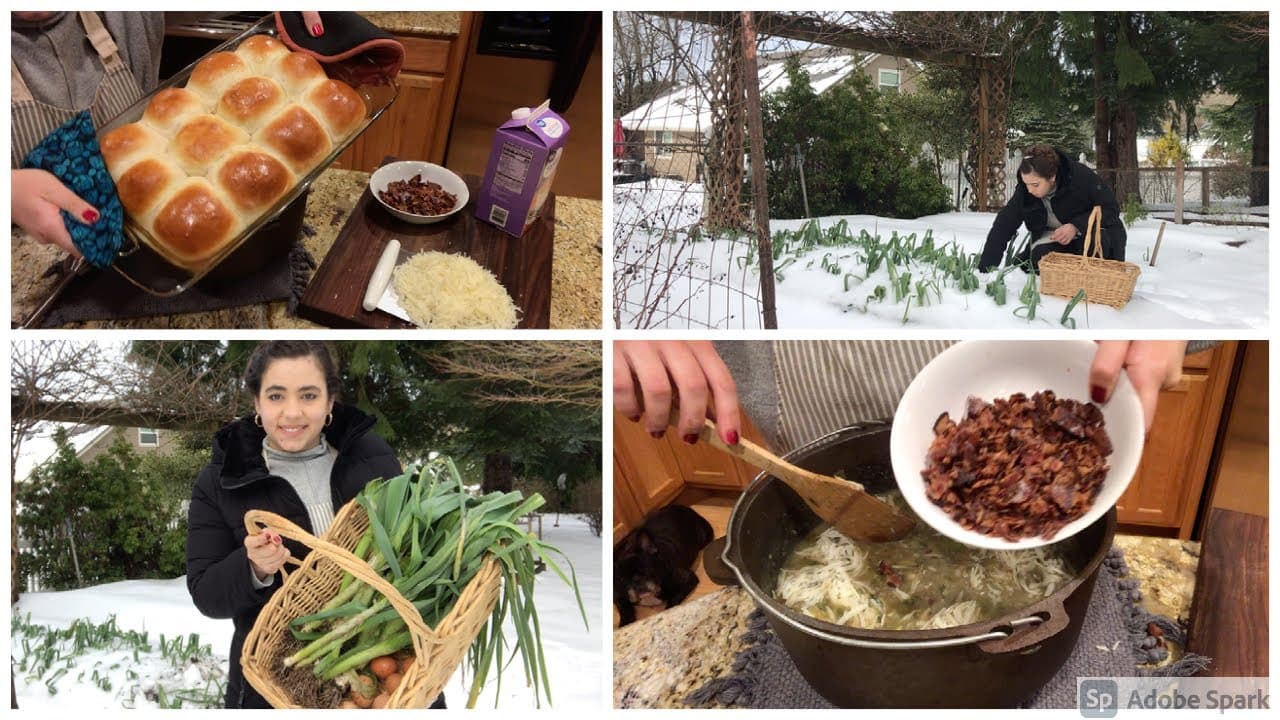 Cover Image for Youtube video: Winter Harvest | Potato Leek Soup with Home Canned Potatoes and Broth